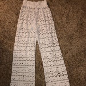 White cover up beach wear, bought at Macy’s.